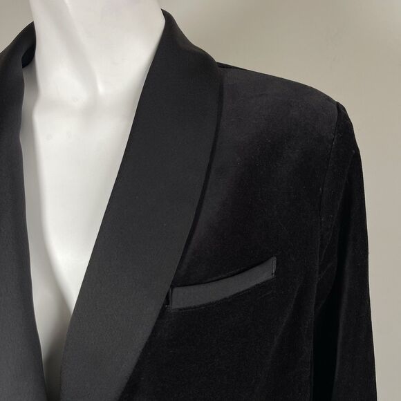 Cabi Black Velvet Tuxedo Blazer Jacket Women's L Business Party Preepy Gala - Picture 5 of 16